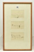 CIRCLE OF RANDOLPH CALDECOTT (1846-1886) SKETCHES FROM A SKETCHBOOK, MONACO 1877, three pages from a