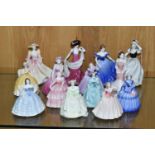 FOURTEEN SMALL COALPORT FIGURINES, height of tallest 13.5cm, comprising Susan, Springtime and