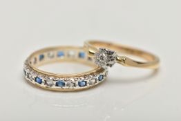 TWO GEM SET RINGS, the first a yellow metal single stone diamond ring, set with a small round