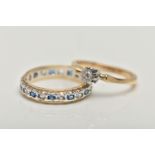 TWO GEM SET RINGS, the first a yellow metal single stone diamond ring, set with a small round