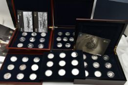 A CASED DISPLAY OF SILVER PROOF CROWN COINS, The History of the RAF, Two Trays of 9 Eighteen