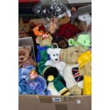 ONE BOX OF TY BEANIES, to include a collection of fifty five bears and assorted animals, all have