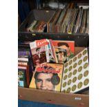 TWO BOXES CONTAINING APPROX 80 LPs, NINETY SINGLES AND FOUR BOX SETS BY ELVIS PRESLEY mostly RCA