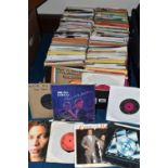 A TRAY CONTAINING APPROX THREE HUNDRED 7 INCH SINGLES artists include Prince, The Beach Boys, Martha