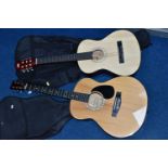 AN ELEVATION W-100-N-A ACOUSTIC GUITAR with soft case and a JNR Rockstar student classical guitar