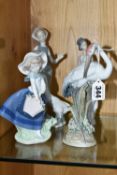 FOUR LLADRO FIGURES, comprising Preening Crane no 1612, sculptor Salvador Debon, issued 1989-1998 (