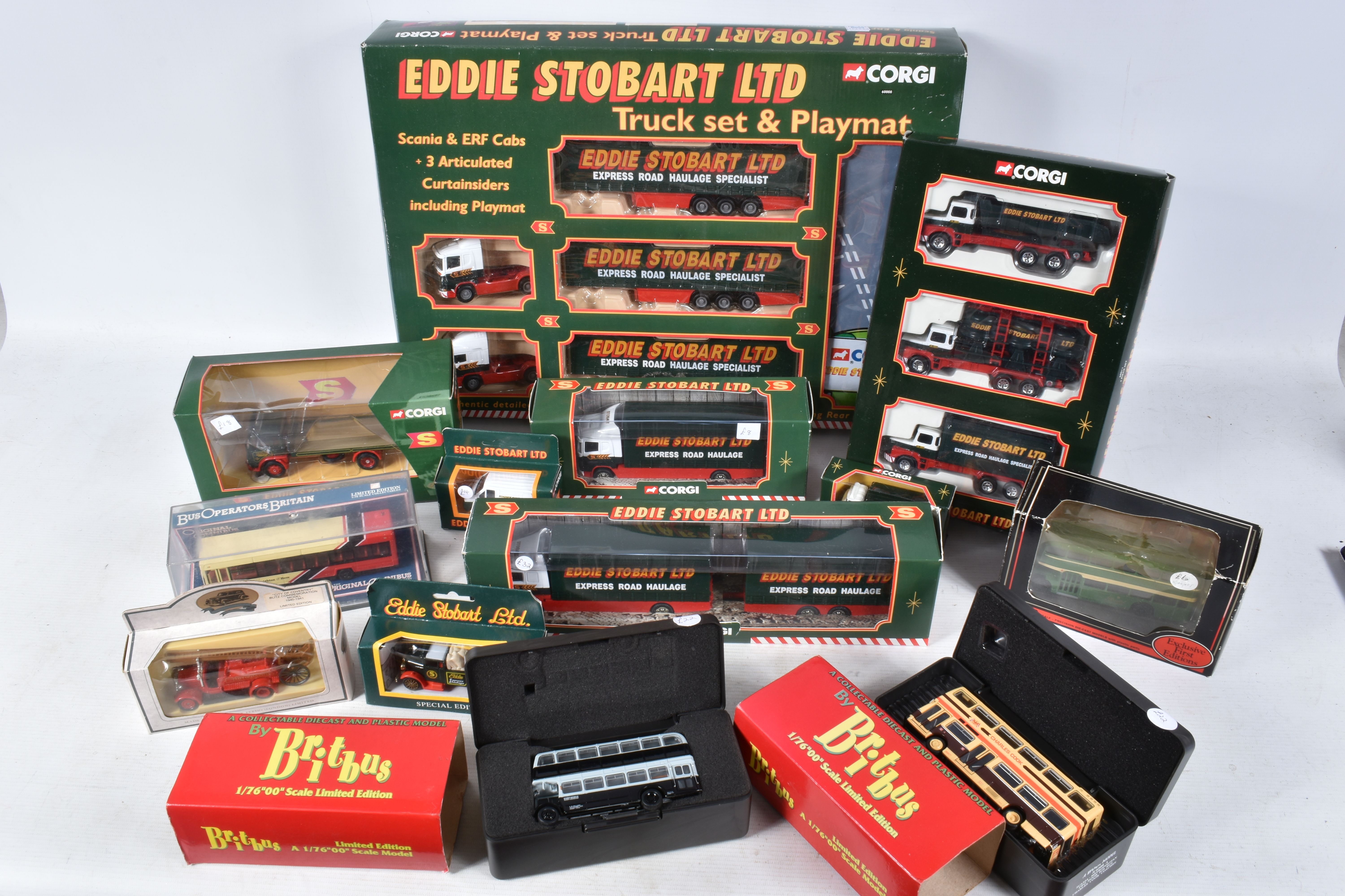 A QUANTITY OF BOXED CORGI EDDIE STOBART VEHICLES AND OTHER DIE-CAST MODELS, to include a Truck Set