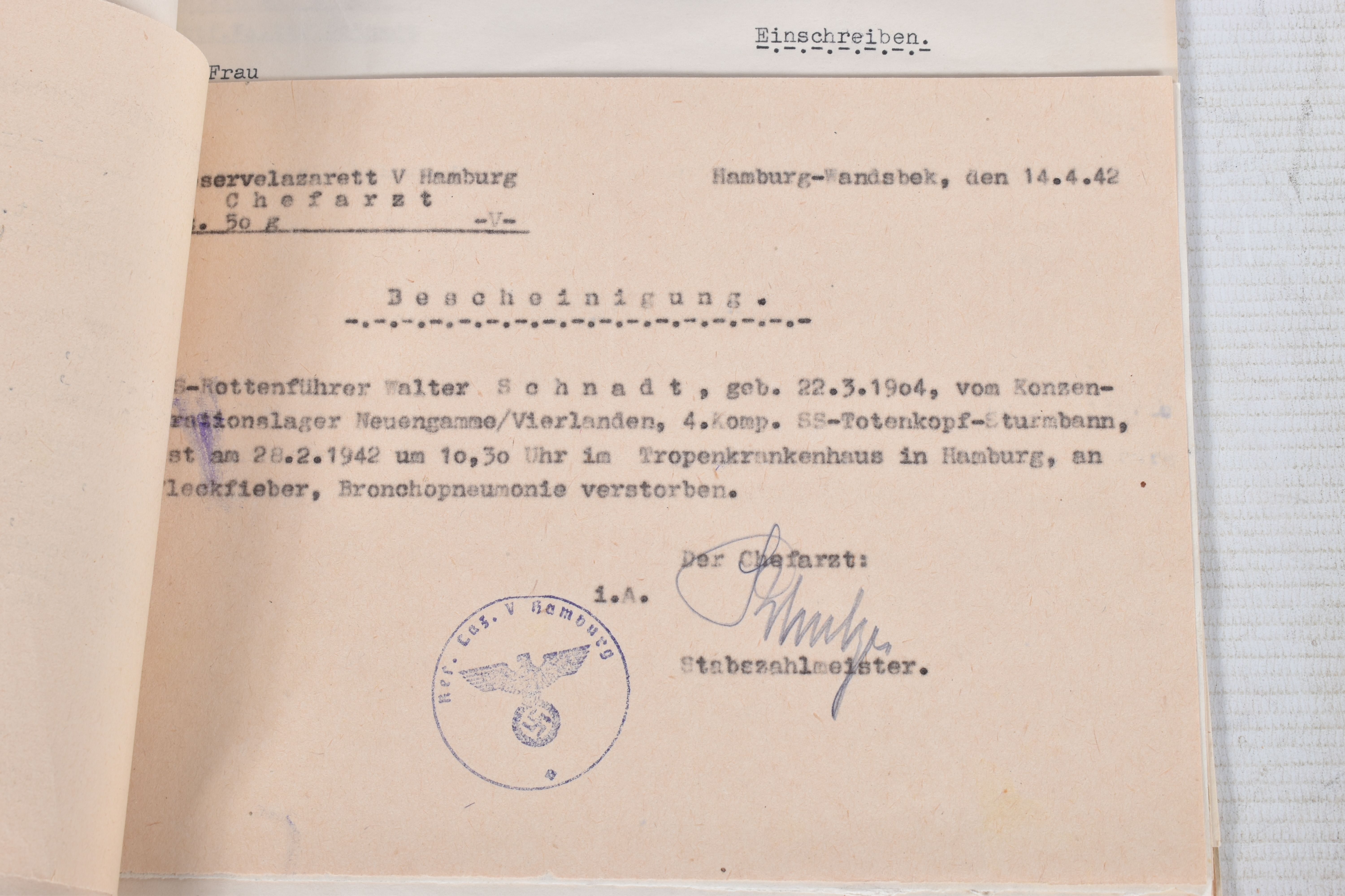 A LARGE COLLECTION OF DOCUMENTS FOR WALTER SCHNADT, to include documents, photo, and a card, he - Image 21 of 46