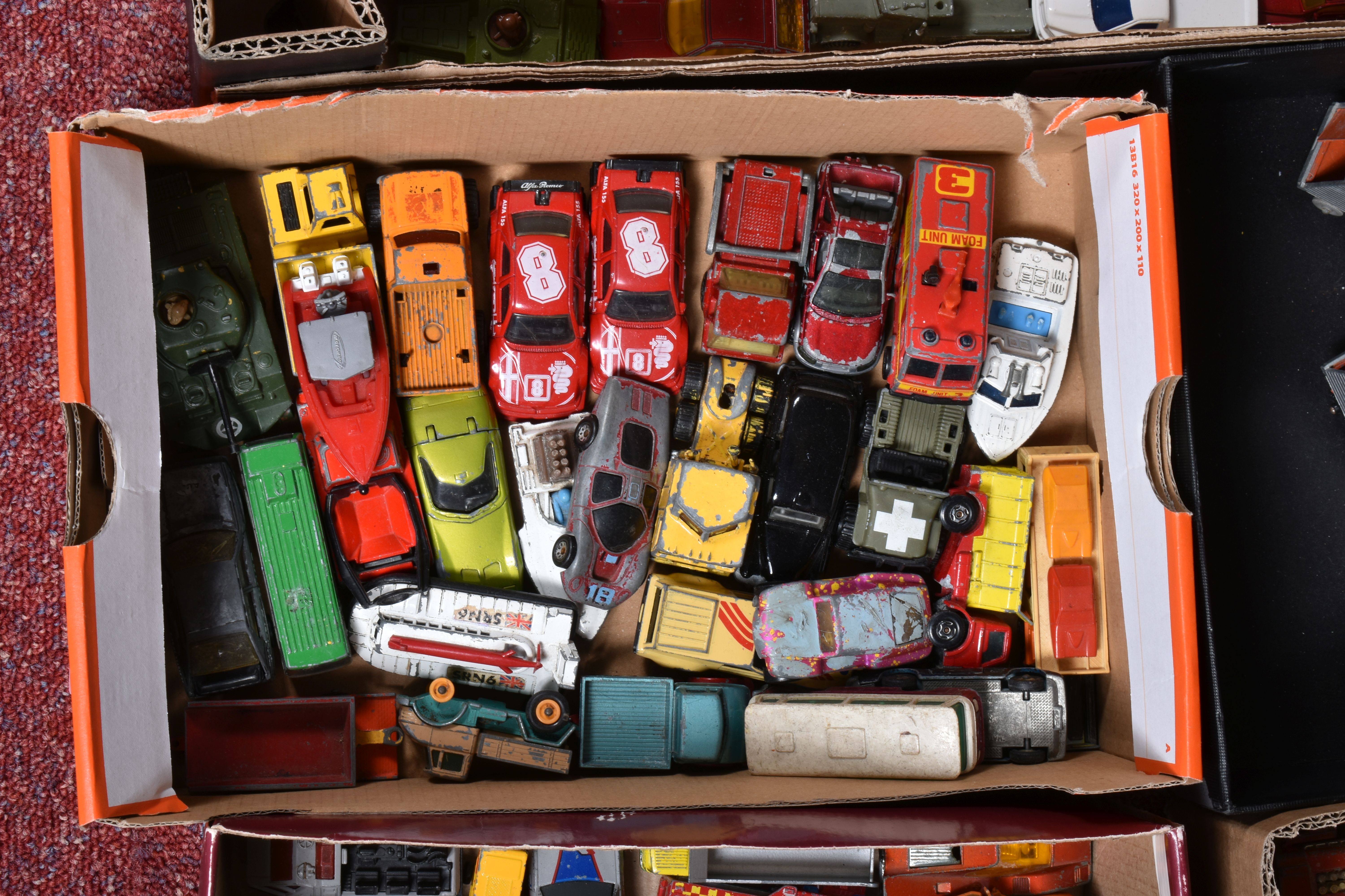 A QUANTITY OF UNBOXED PLAYWORN DIECAST MATCHBOX VEHICLES, presented in six boxes to include - Image 4 of 7