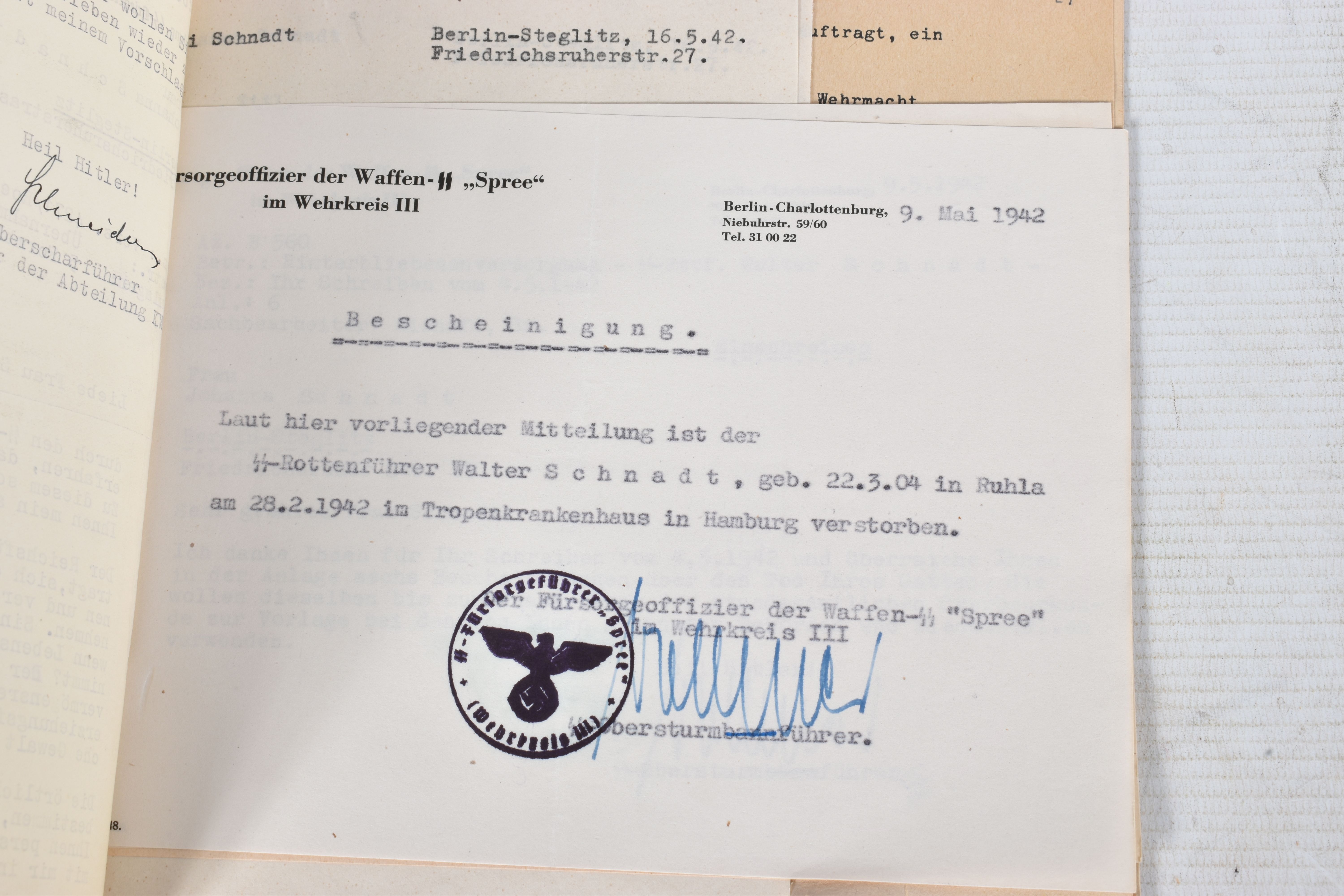 A LARGE COLLECTION OF DOCUMENTS FOR WALTER SCHNADT, to include documents, photo, and a card, he - Image 30 of 46