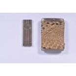 A WWI ERA TRENCH ART VESTA CASE AND A CIGAR CUTTER, the vesta is very unusual because it has snake