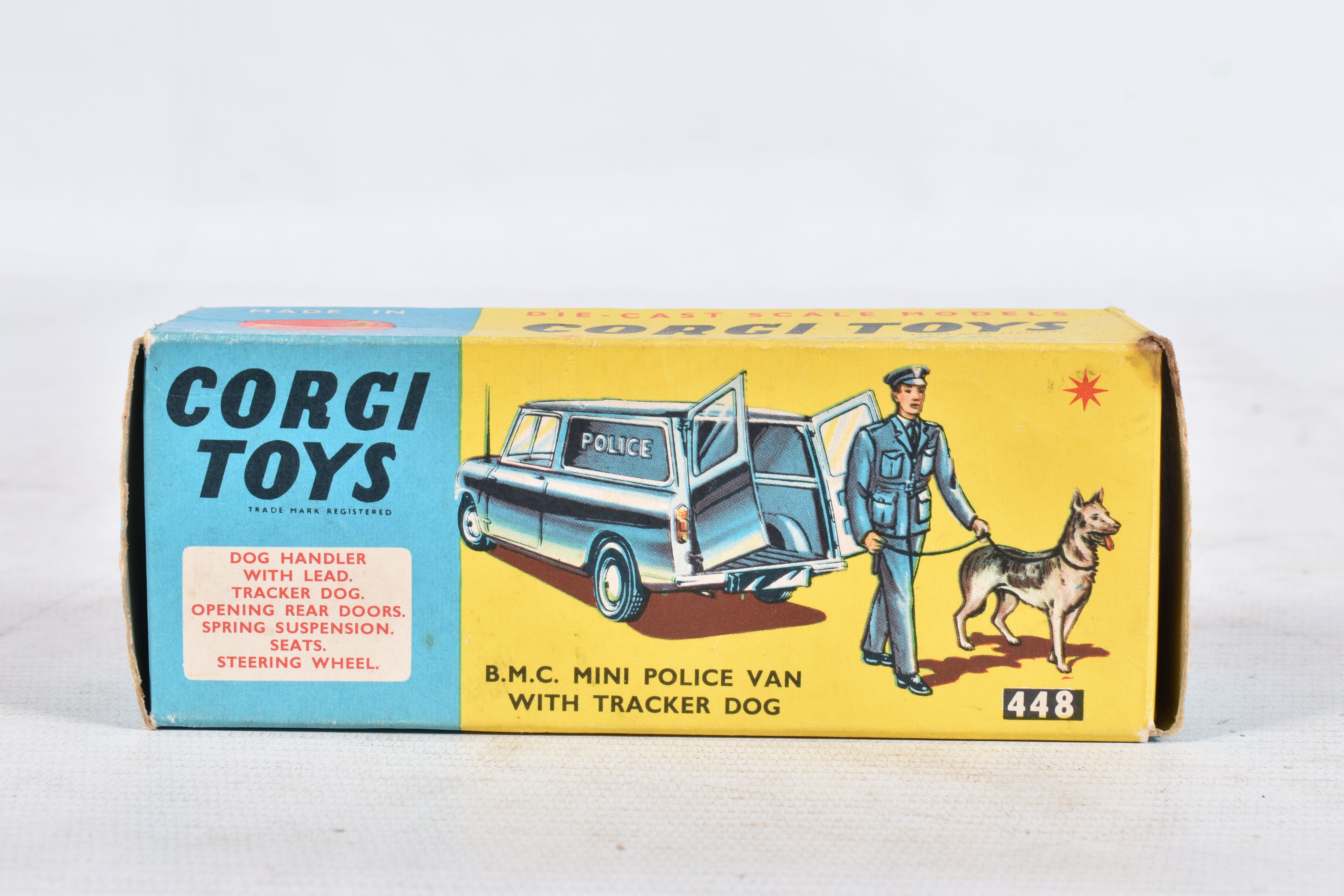 A BOXED CORGI TOYS B.M.C. MINI POLICE VAN WITH TRACKER DOG, No.448, appears complete with - Image 9 of 11