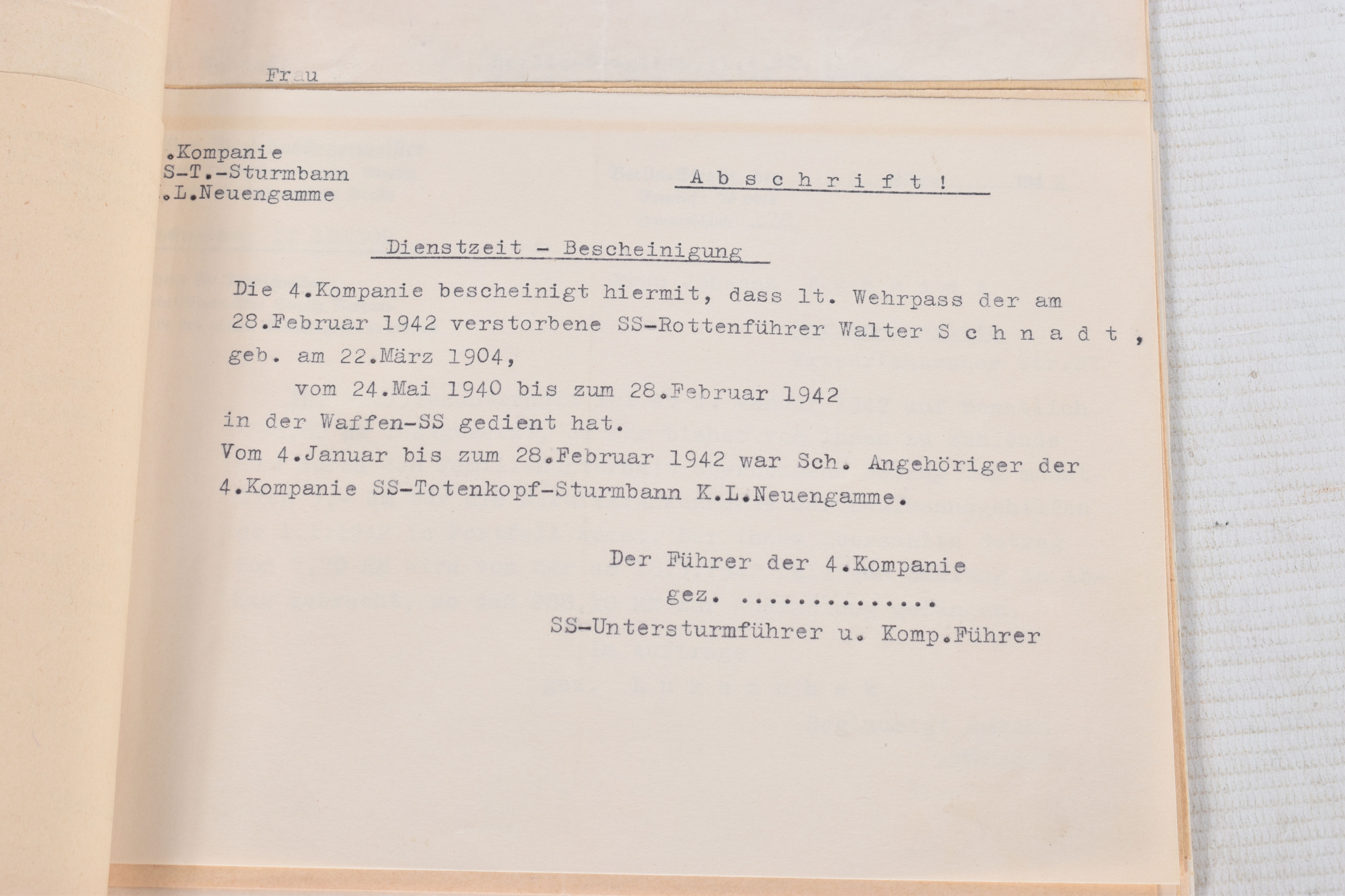 A LARGE COLLECTION OF DOCUMENTS FOR WALTER SCHNADT, to include documents, photo, and a card, he - Image 12 of 46