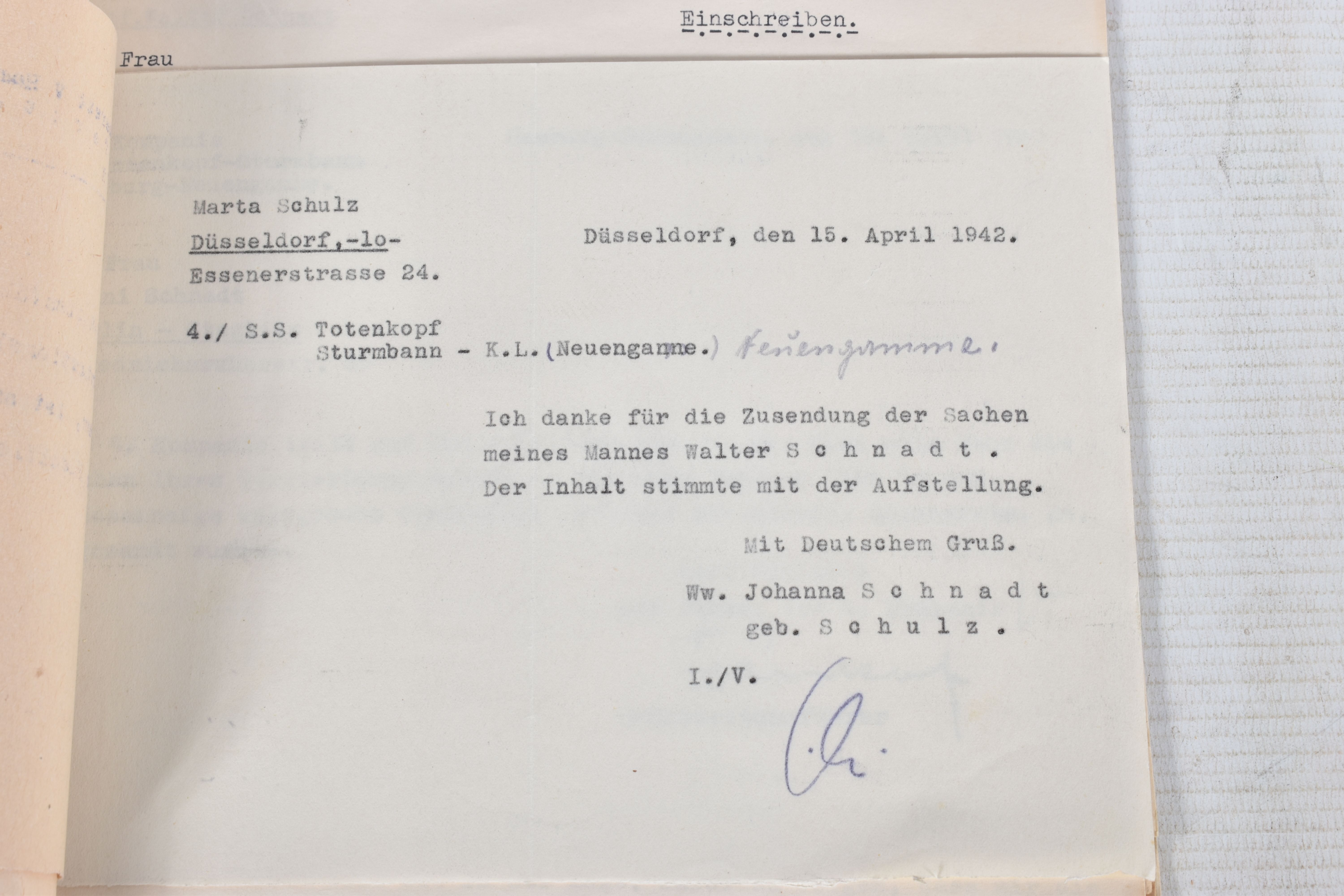 A LARGE COLLECTION OF DOCUMENTS FOR WALTER SCHNADT, to include documents, photo, and a card, he - Image 22 of 46