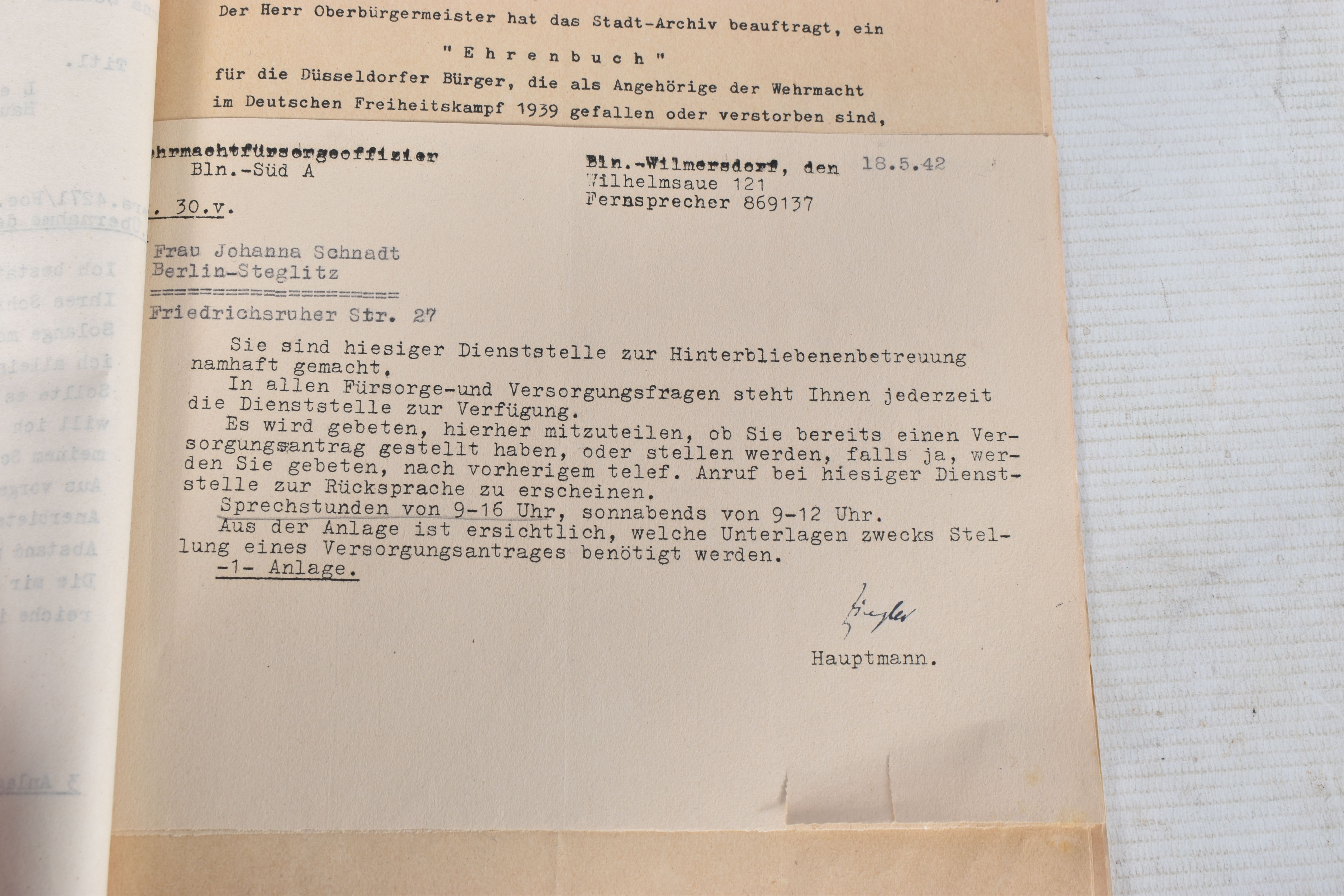 A LARGE COLLECTION OF DOCUMENTS FOR WALTER SCHNADT, to include documents, photo, and a card, he - Image 34 of 46