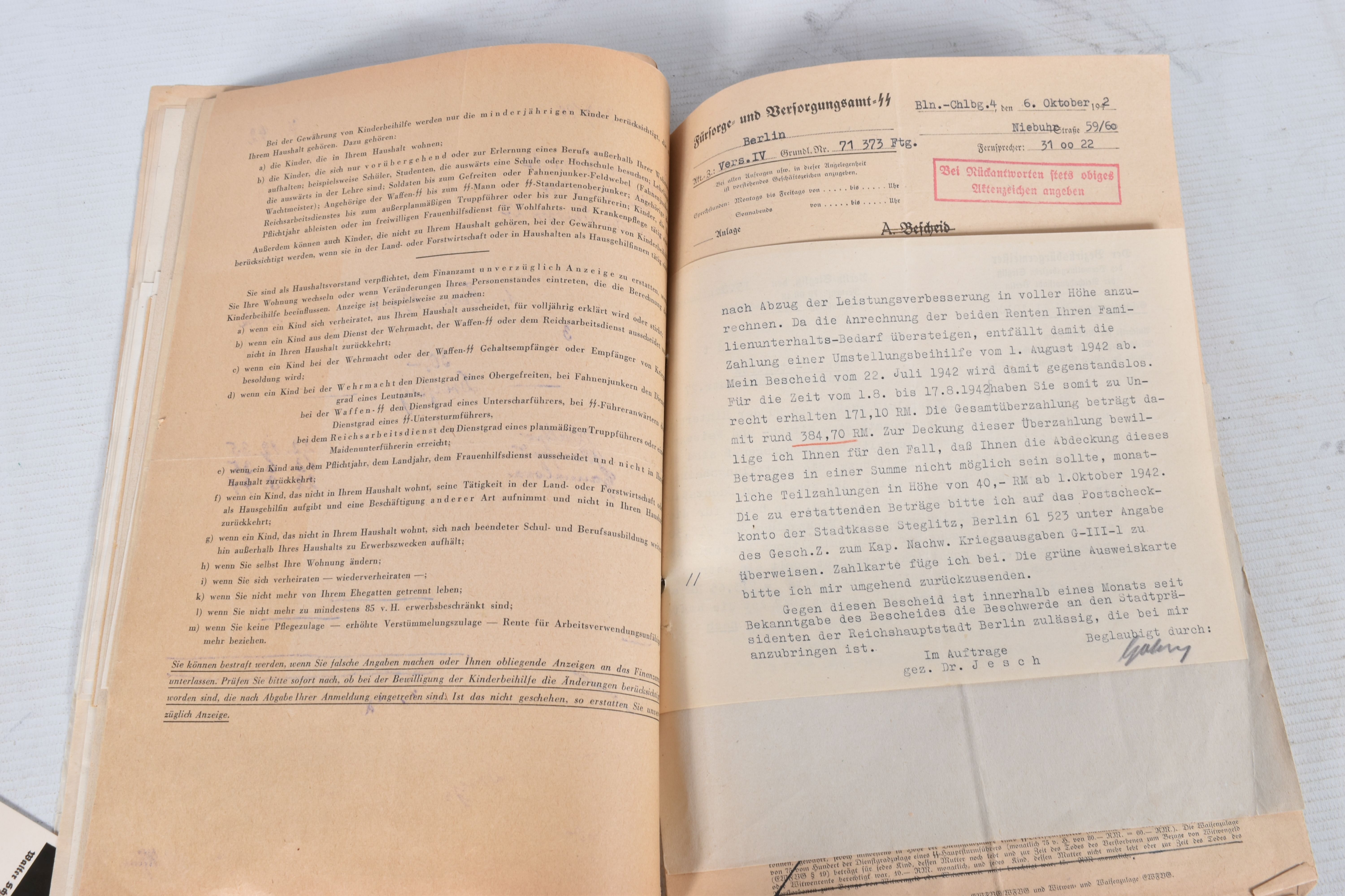 A LARGE COLLECTION OF DOCUMENTS FOR WALTER SCHNADT, to include documents, photo, and a card, he - Image 43 of 46