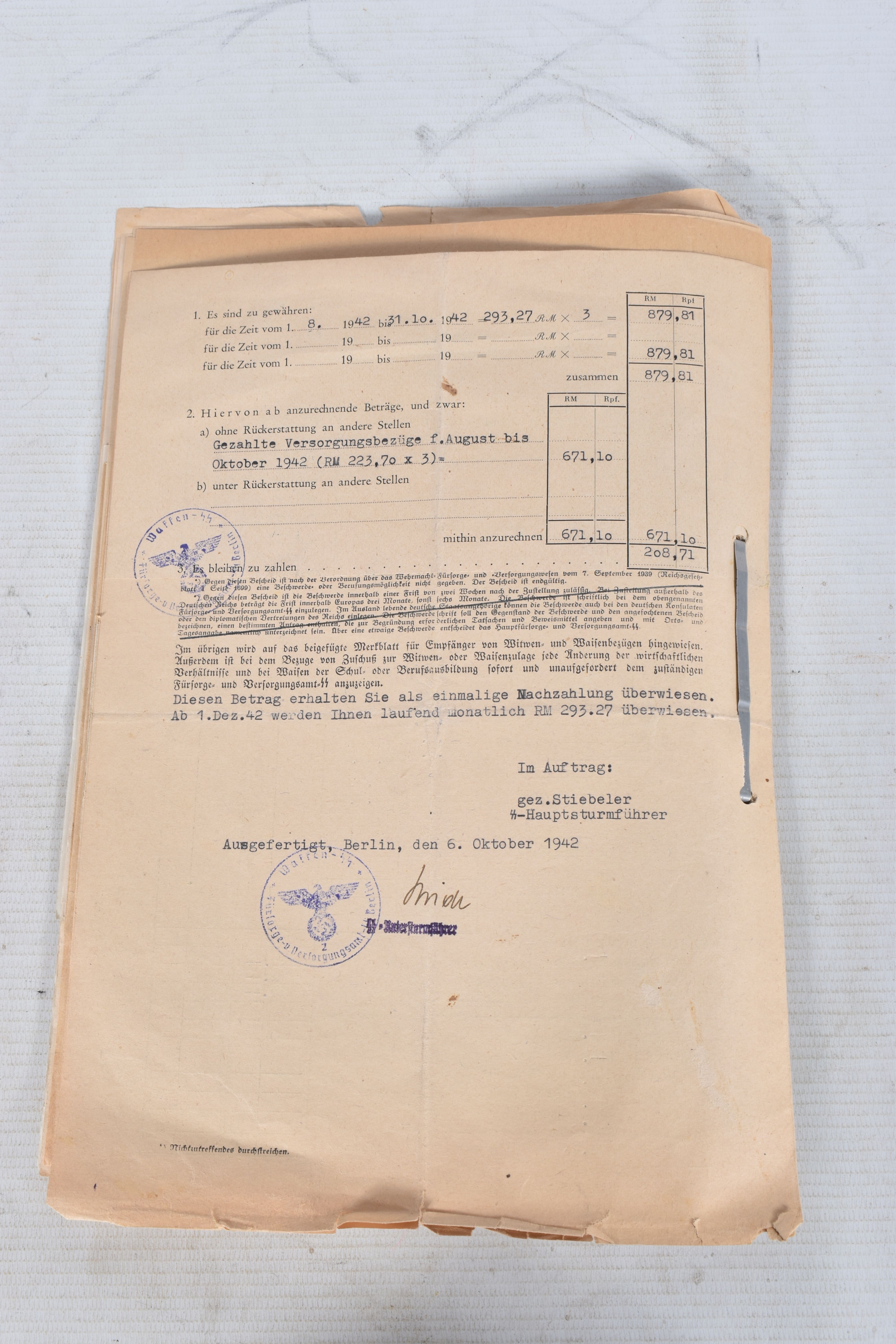 A LARGE COLLECTION OF DOCUMENTS FOR WALTER SCHNADT, to include documents, photo, and a card, he - Image 46 of 46