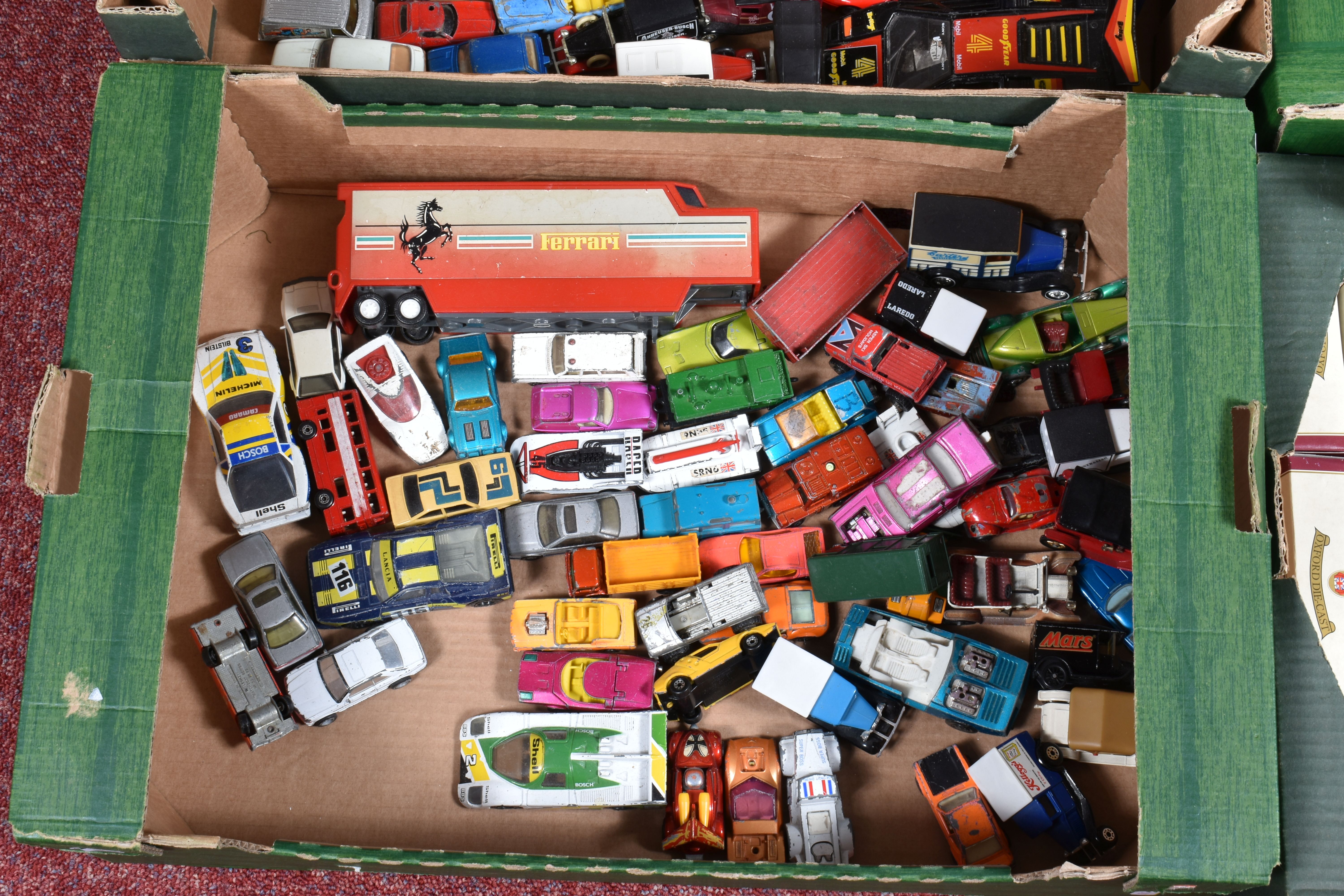 FOUR BOXES OF BOXED AND UNBOXED MODEL VEHICLES, to include a tray of Oxford Die-Cast, 27 in total, - Image 2 of 7