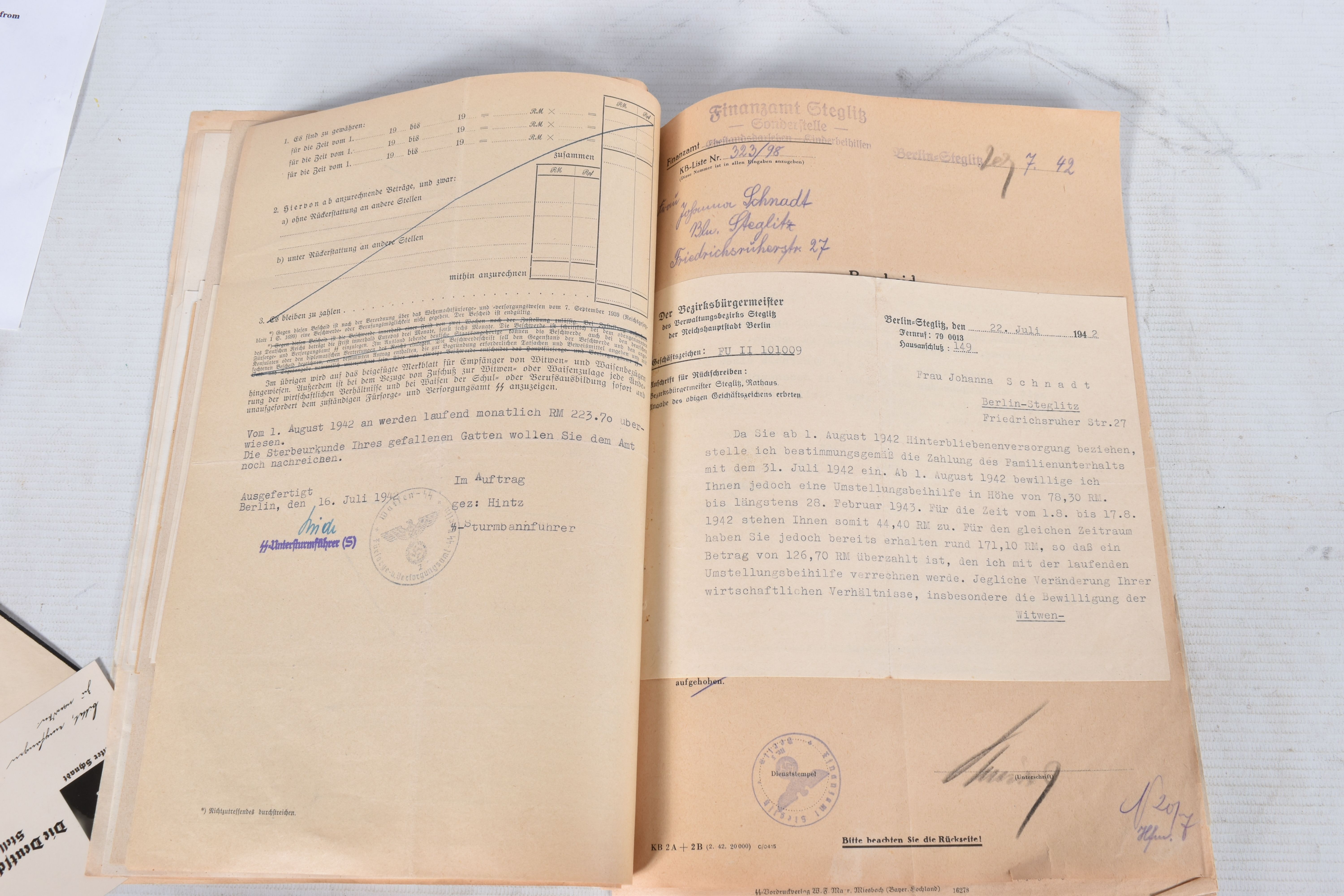 A LARGE COLLECTION OF DOCUMENTS FOR WALTER SCHNADT, to include documents, photo, and a card, he - Image 41 of 46