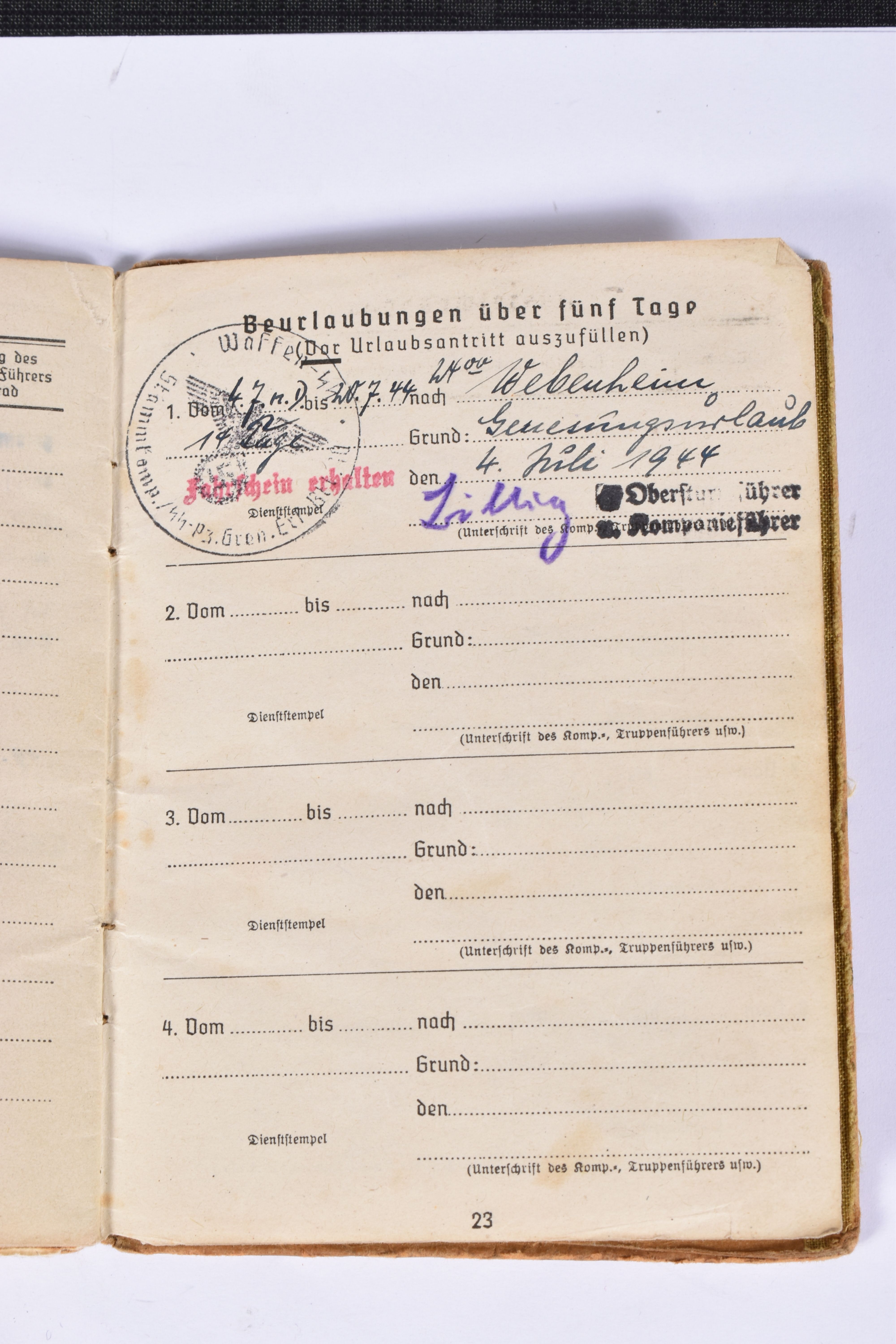 WWII SS SOLDBUCH SS PANZER GRENDADIER FOR OTTO HAMM, UNIT 3rd SS Panzer Grendadier Regt (Danish - Image 13 of 17