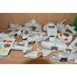 A GROUP OF ASSORTED CRESTED WARE MILITARY WW1 VEHICLES, comprising a Carlton china submarine with