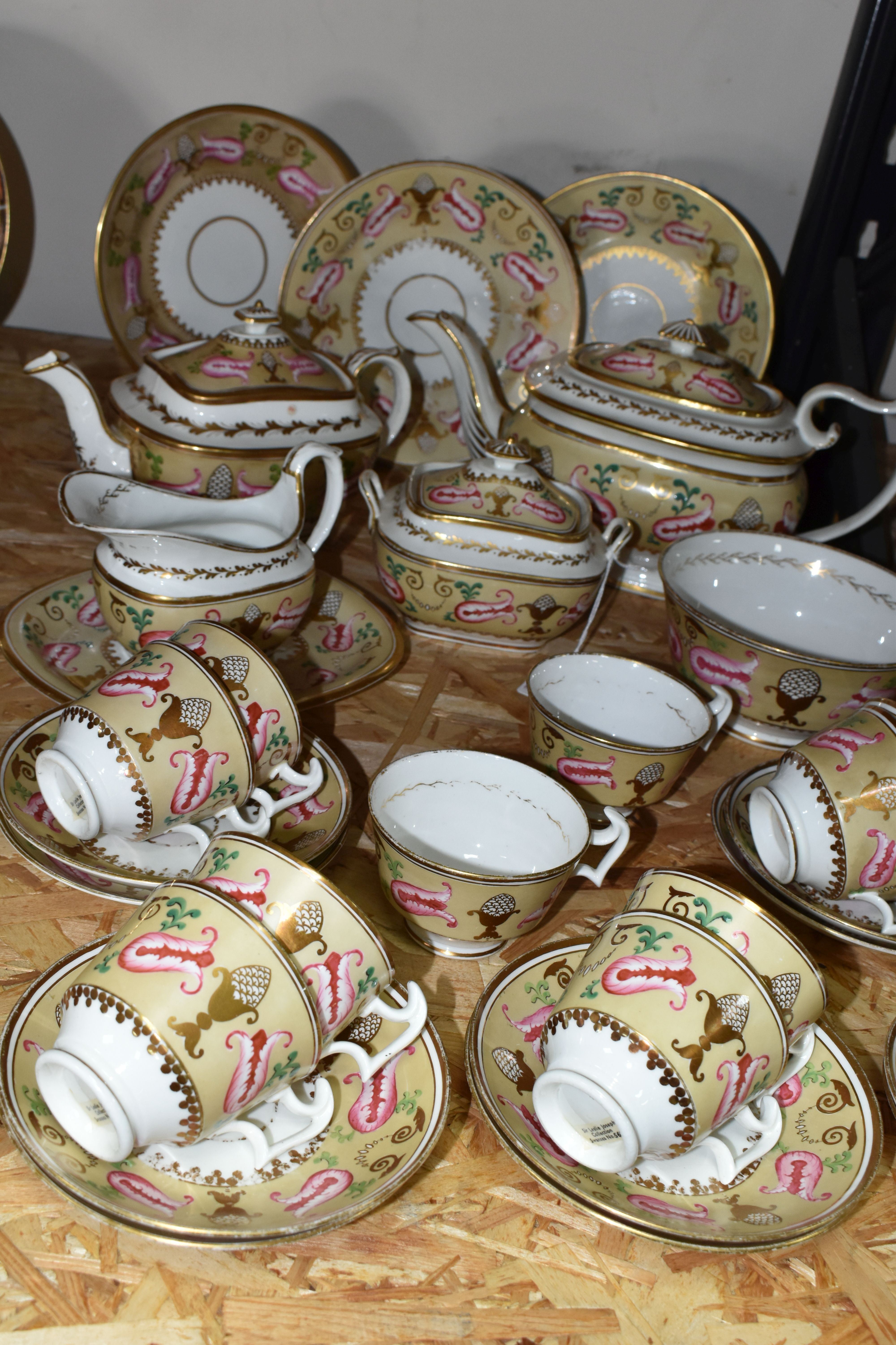 AN EARLY 19TH CENTURY SWANSEA PORCELAIN TEA SERVICE, pattern no. 257, decorated with pink and