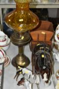 A GROUP OF FOUR BESWICK WHITE AND BROWN GLOSS FOALS, ANOTHER FOAL, A SHIRE HORSE WITH WOODEN CART