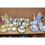 A COLLECTION OF COFFEE WARE, comprising a Coalport cabinet Demitasse yellow and white 5879 pattern