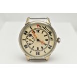 A RUSSIAN MILITARY WATCH HEAD, hand wound movement, Arabic numerals, subsidiary second dial at the