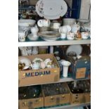 SIX BOXES OF CERAMICS AND GLASSWARE, to include a Limoges porcelain dinner set, decorated with a