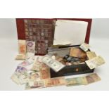 A COIN ALBUM AND SHOE BOX OF WORLD COINS, to include mixed world coins in an album including