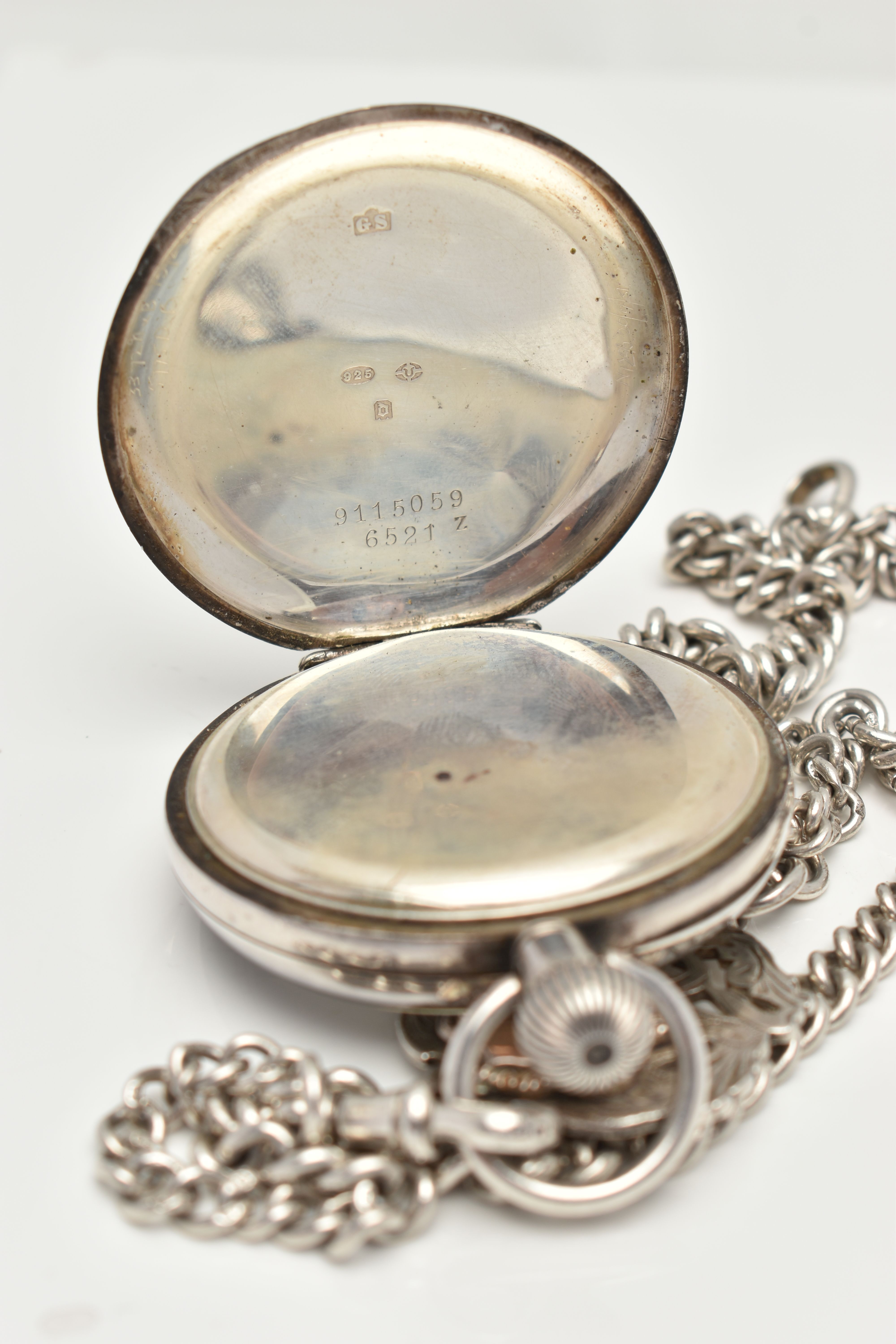 AN EARLY 20TH CENTURY SILVER OPEN FACE POCKET WATCH, hand wound movement, round white dial signed ' - Image 3 of 4