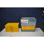 TWO METAL ENGINNERS DRAWERS one with five drawers, width 45cm x depth 28cm x height 25cm and