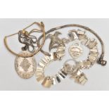 AN ASSORTMENT OF SILVER AND WHITE METAL JEWELLERY, to include a silver fringe necklace, hallmarked