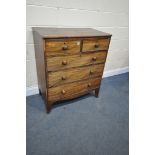 A GEORGIAN MAHOGANY CHEST OF TWO SHORT OVER THREE LONG DRAWERS, on splayed bracket feet, width