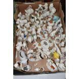 ONE BOX OF CRESTED WARE ANIMAL ITEMS, over fifty pieces to include a Grafton Ware monkey with a