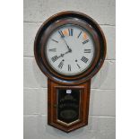 A 19TH CENTURY MAHOGANY DROP DIAL AMERICAN WALL CLOCK, the enamelled 11inch dial with roman