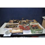 FIVE TRAYS CONTAINING HANDTOOLS including pliers, snips, brace bits, shoe lasts, mortise gauges,