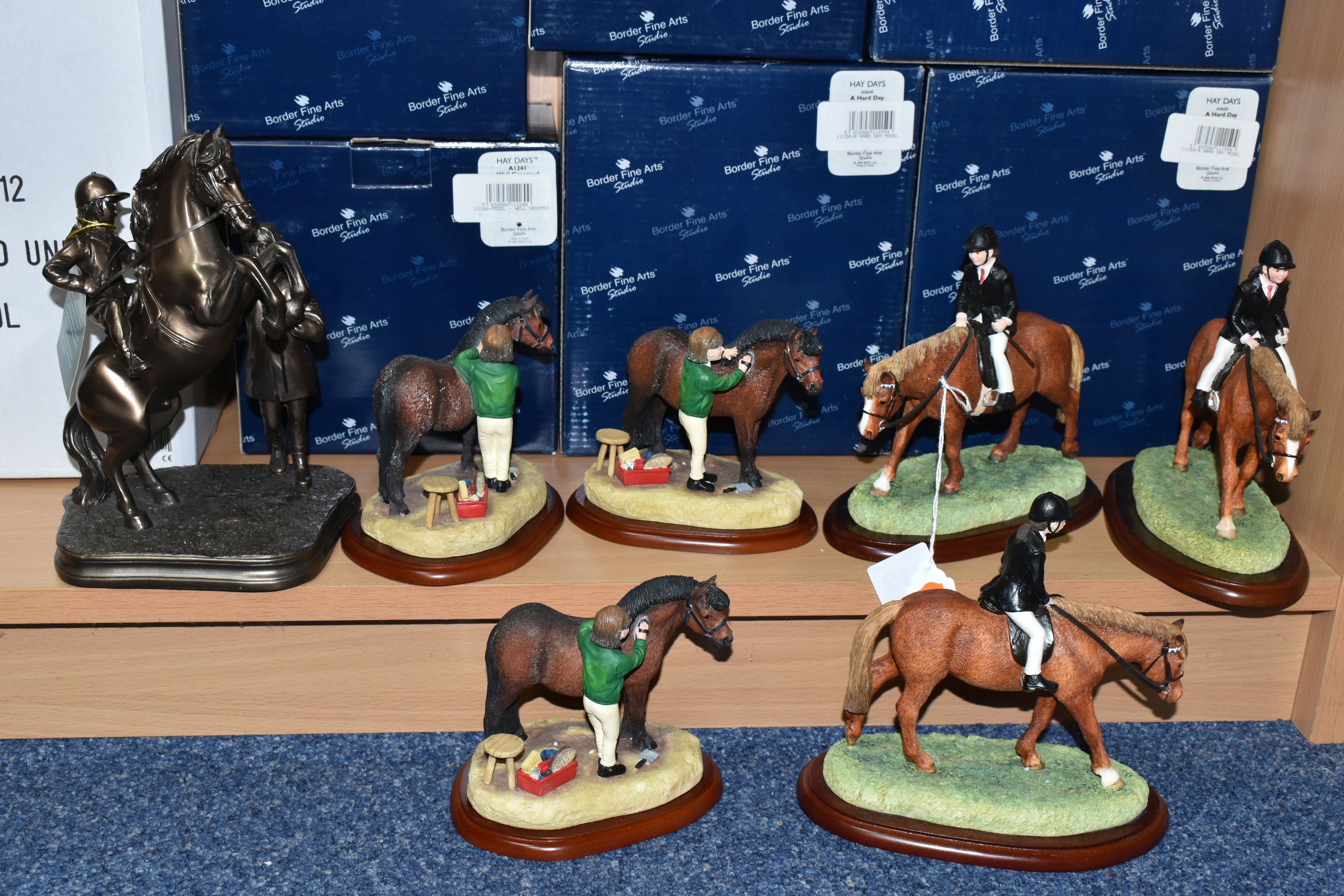 SEVEN BOXED FIGURES OF PONIES, comprising three Border Fine Arts 'Well Groomed' A1241, three