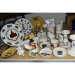 A QUANTITY OF W.H GOSS GIFTWARE, comprising a crested ware candle stick with a Clifton College