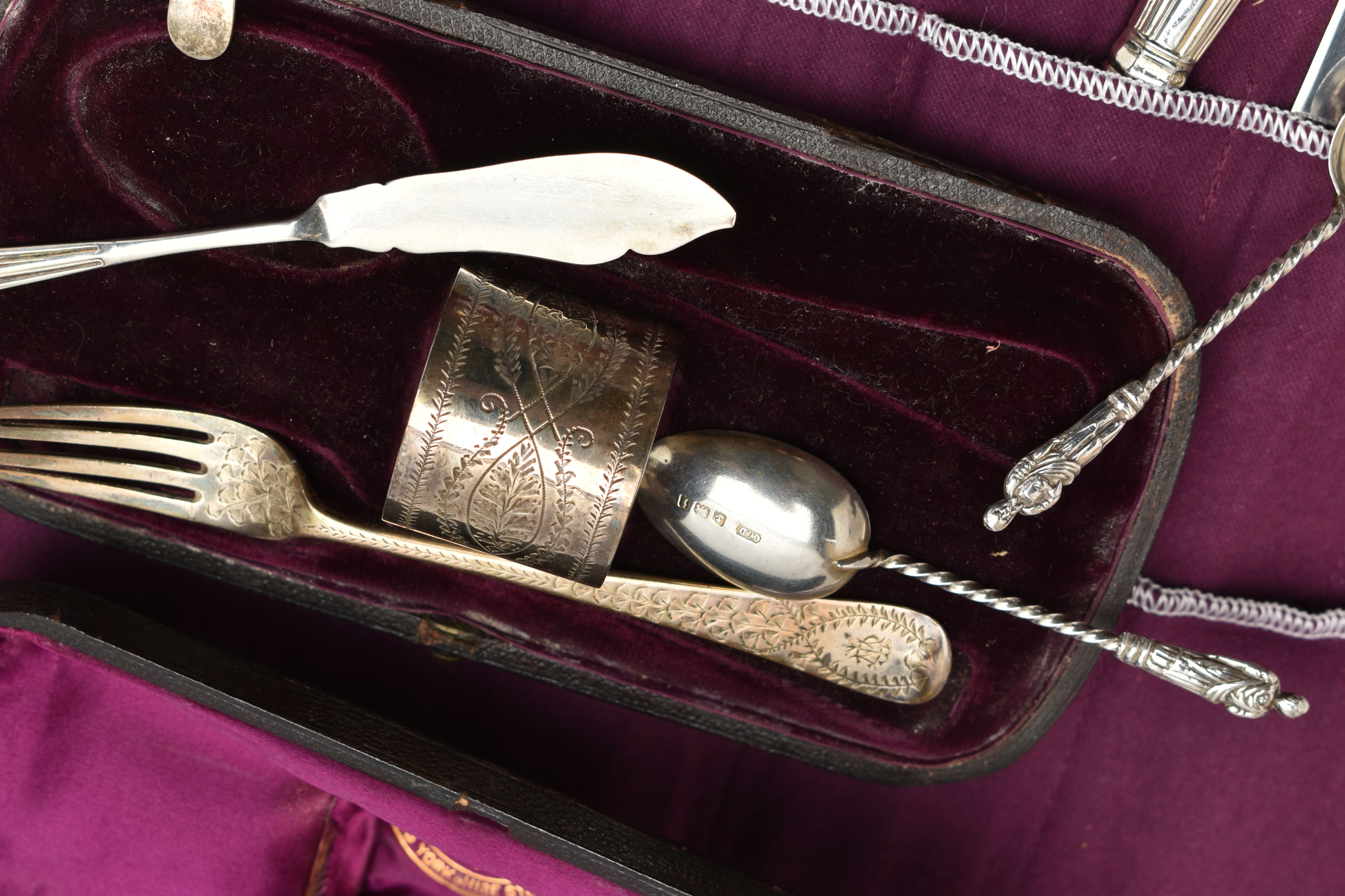 A SELECTION OF SILVER ITEMS, to include a cased set of six silver teaspoons, hallmarked Sheffield, a - Image 2 of 8