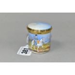 A PETER GRAVES (HERITAGE COLLECTIONS ENGLISH ENAMEL BOXES) CYLINDRICAL BOX WITH HINGED COVER, hand