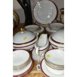 A MINTON 'SATURN' PATTERN DINNER SET, comprising two circular covered tureens, seven dinner