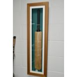 A Cricket Bat in a sealed frame the reverse side is autographed by teams from South Africa, England,