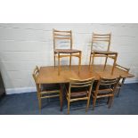 A MID CENTURY MCINTOSH TEAK EXTENDING DINING TABLE, with a single additional fold out leaf, width