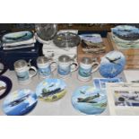 A COLLECTION OF CERAMIC AND PEWTER COLLECTORS PLATES AND TANKARDS, largely relating to World War