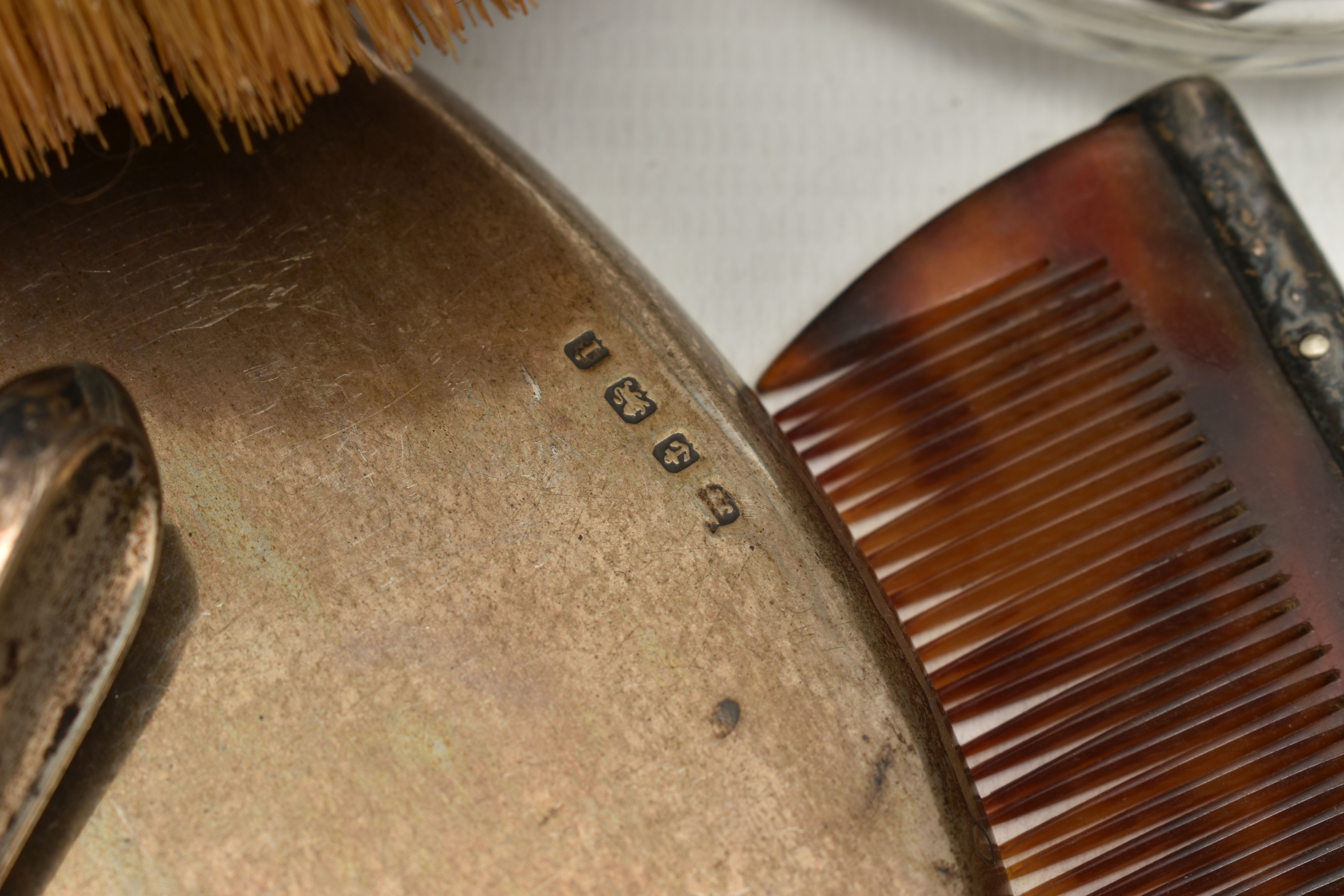 A SELECTION OF SILVER VANITY ITEMS, to include a four piece, polished silver dressing table set, - Image 6 of 6