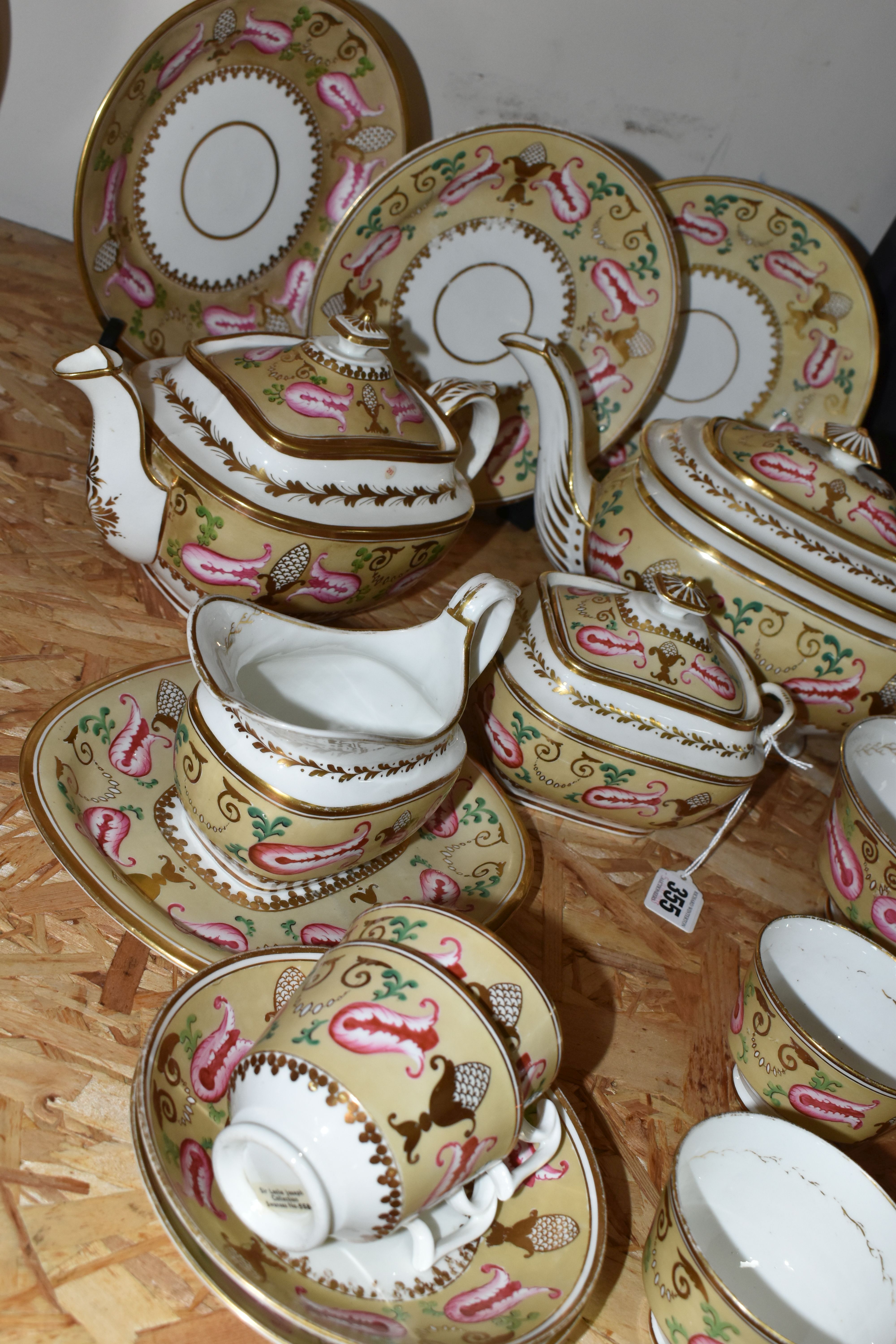 AN EARLY 19TH CENTURY SWANSEA PORCELAIN TEA SERVICE, pattern no. 257, decorated with pink and - Image 5 of 5