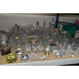 A QUANTITY OF CUT GLASS ETC, to include sets of four wine glasses, whiskey tumblers, water