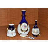 THREE EARLY 20TH CENTURY SMALL COALPORT VASES, comprising one printed in gilt 'GOD SAVE KING
